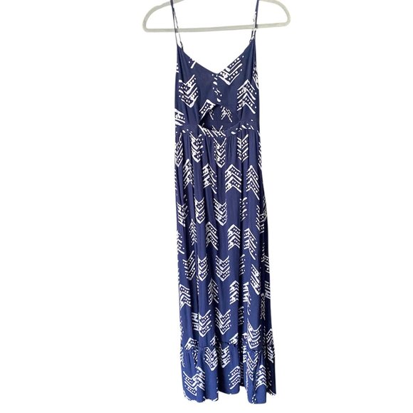 AERIE Navy and White Print Cut-Out Maxi Dress Size S - Picture 2 of 7